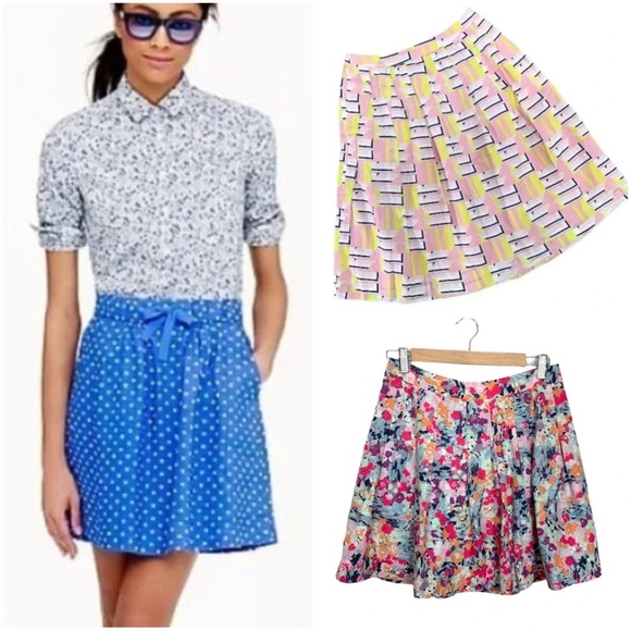 J. Crew Bundle of 3 Preppy Colorful Boho Summer Mini/Knee Length Skirts - Picture 1 of 14